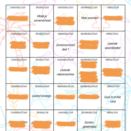 Beweegkalender zomer (download)