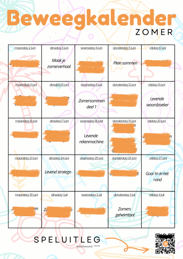 Beweegkalender zomer (download)