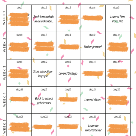 Beweegkalender Start schooljaar (download)