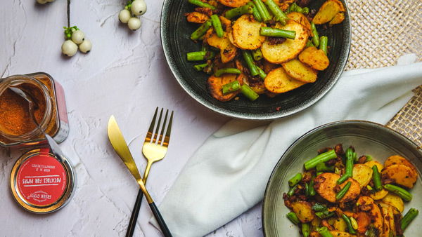 Aardappel pannetje met sperziebonen