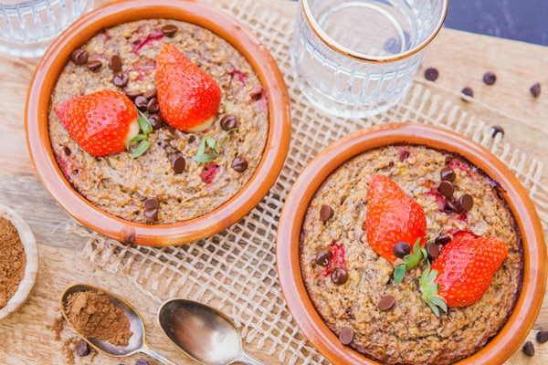 Baked oats recept met aardbeien