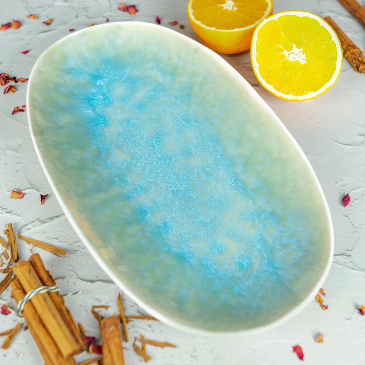 Langwerpige schaal blauw