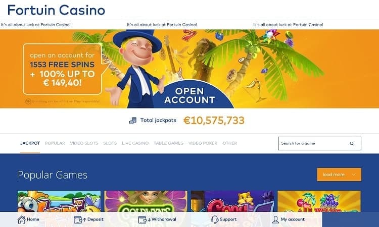 De website van Fortuin Casino