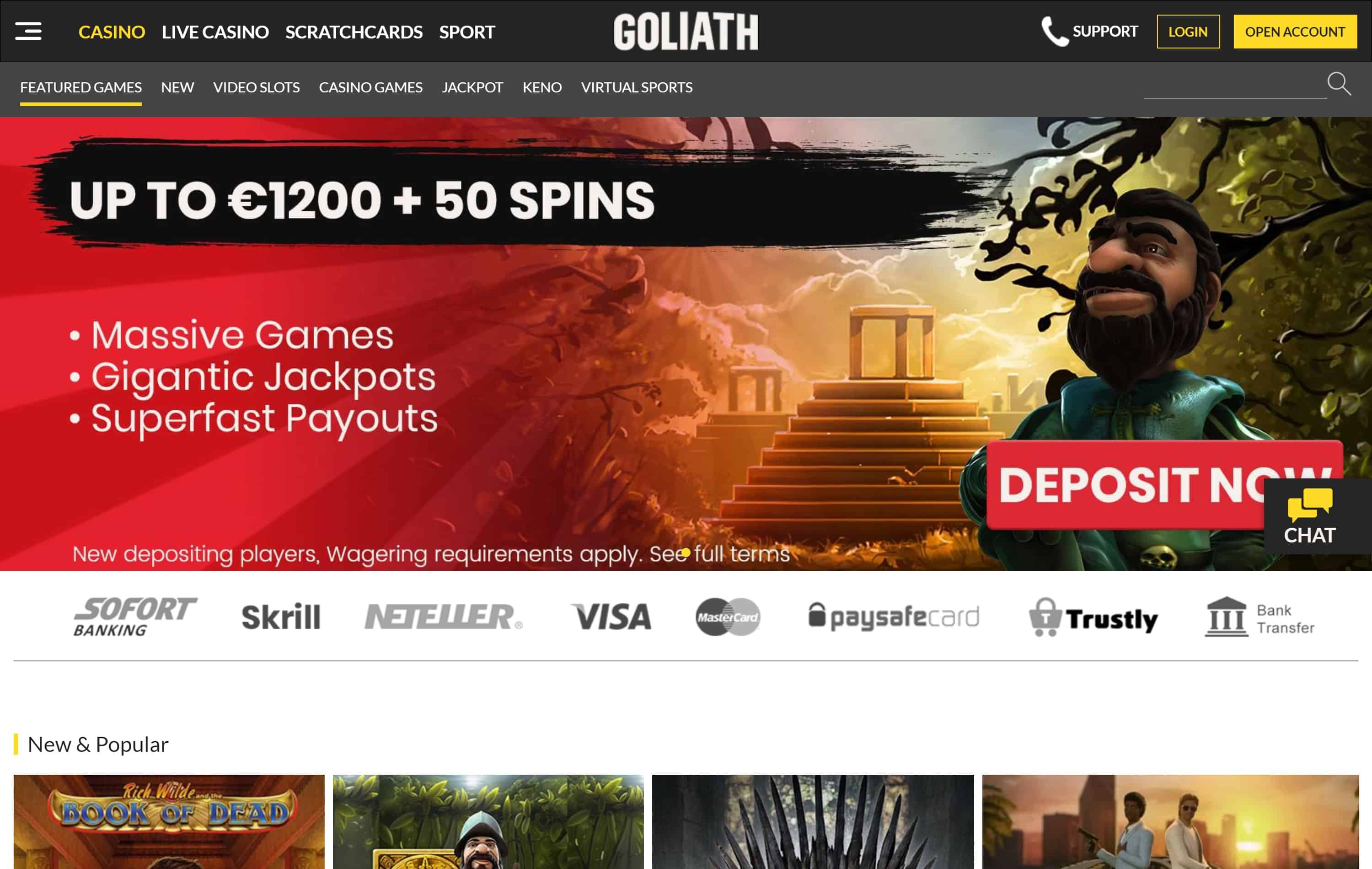 Website van Goliath Casino