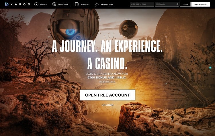 De website van Kaboo casino