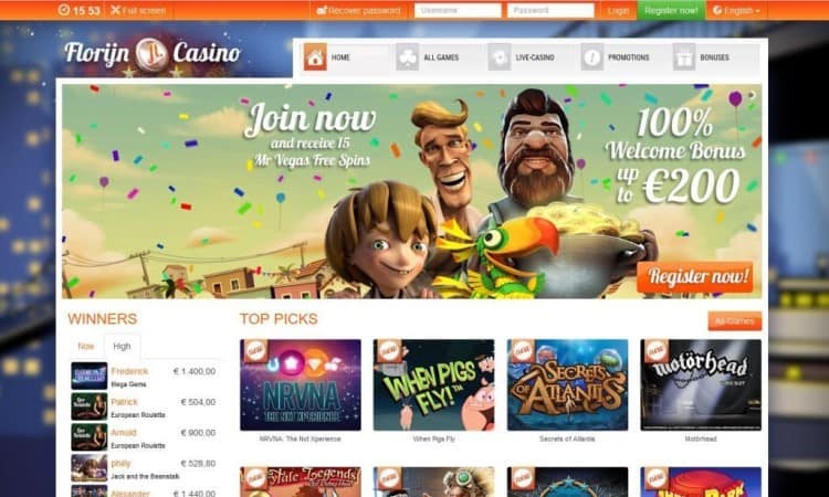Website van Florijn Casino