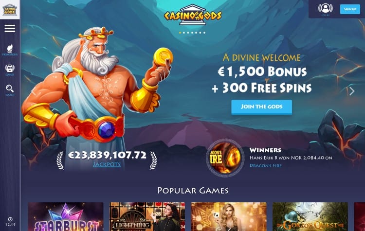 Website van Casino Gods