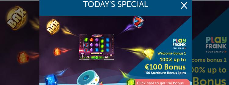 Casino bonus bij PlayFrank
