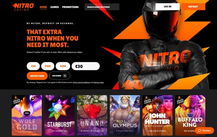 Website van Nitro Casino