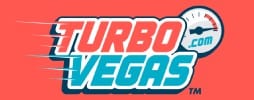 Turbo Vegas logo met een rode achtergrond