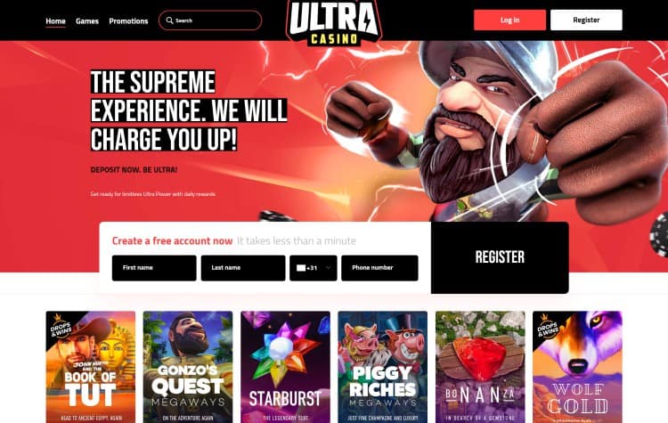 Website van Ultra Casino