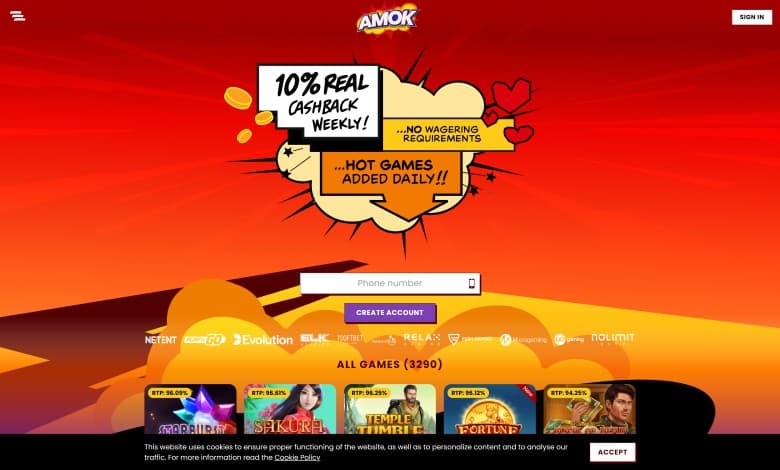 Amok Casino website