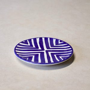 Product image white plate blue stripes